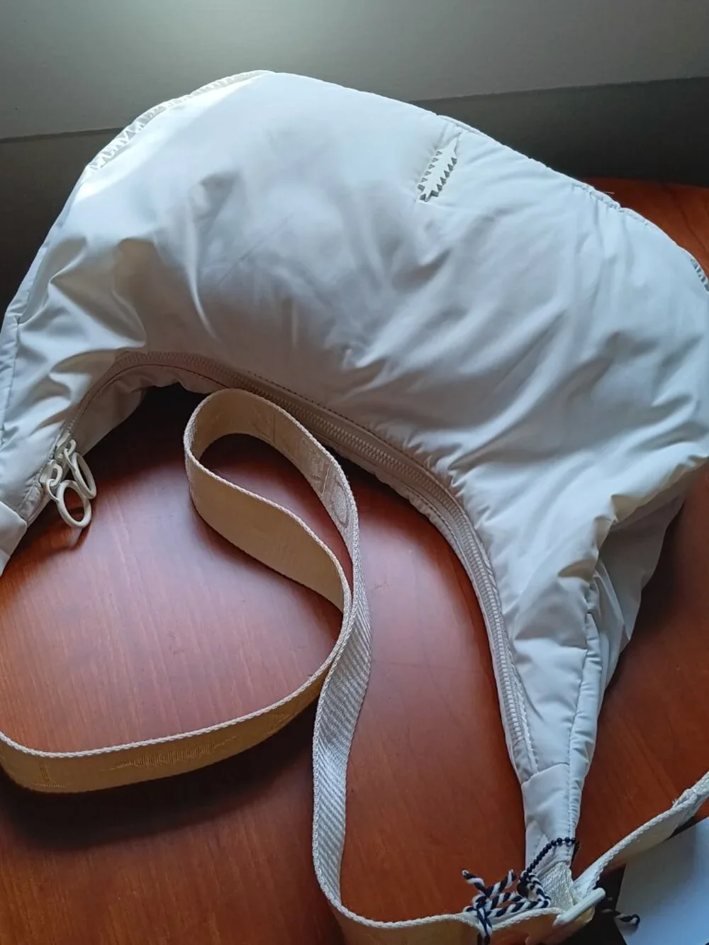 NWT Thacker Cream Nylon Large Crescent Shape Crossbody - Picture 2 of 12